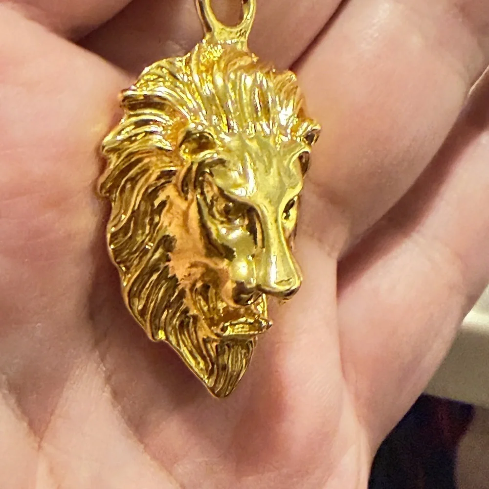 Gold Lion Head Necklace.